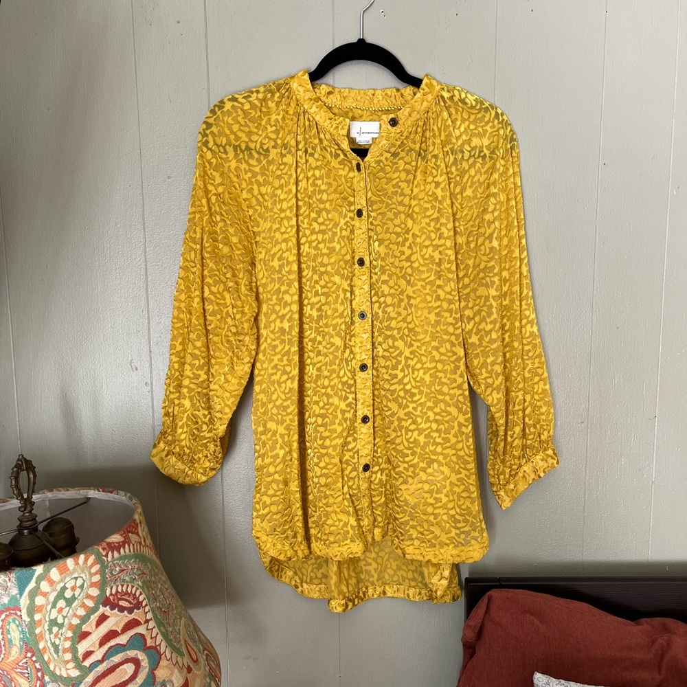 Anthropologie Yellow Button Down